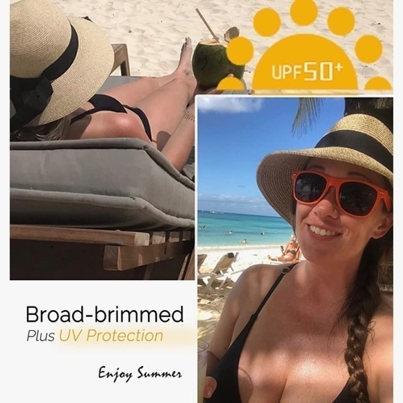 Host Pick! NWT Wide Brim Straw Hat with Black Ribbon (Beige) (Reg. $49.99 NWT) - Picture 3 of 4